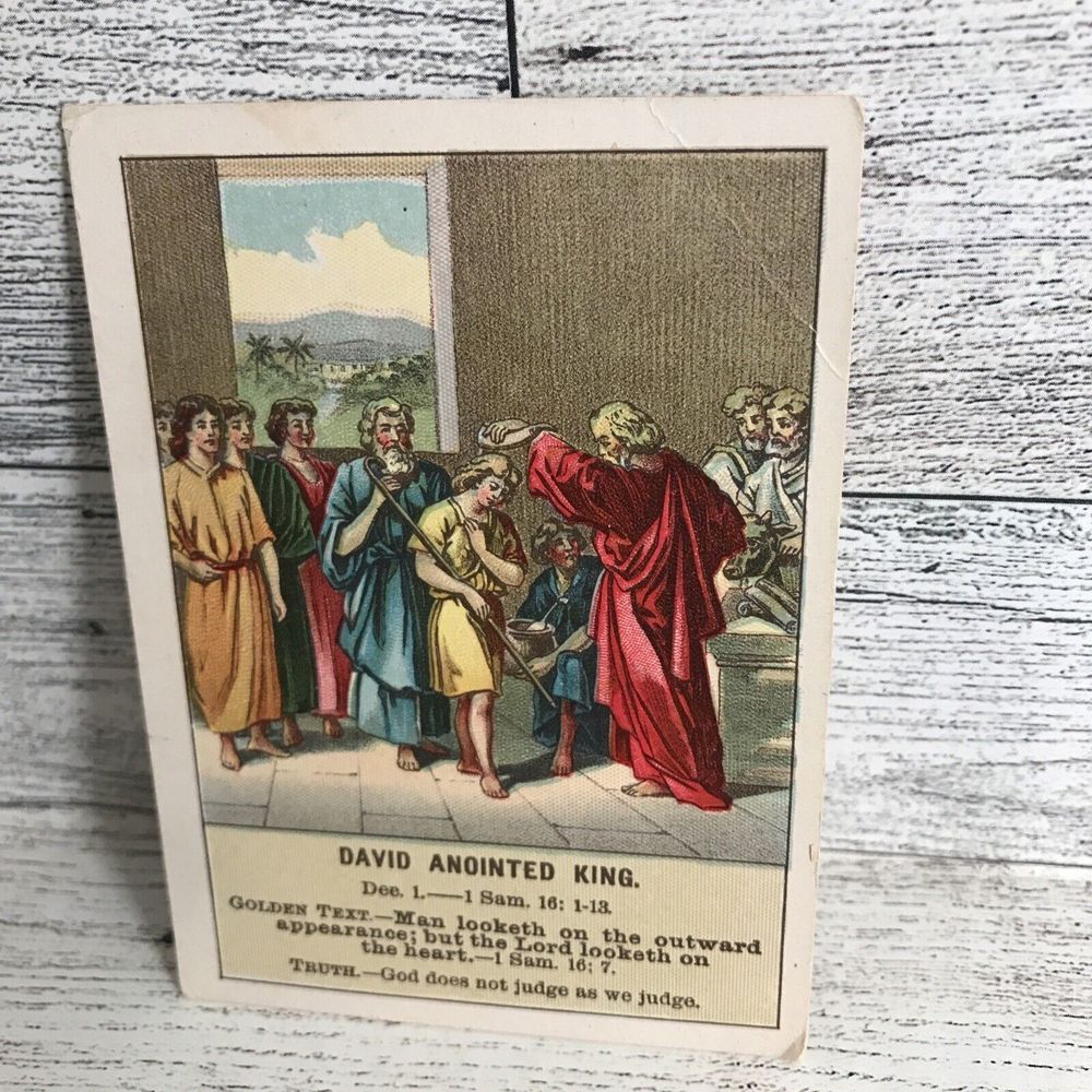 Vintage Ephemera Prayer Card Vol 17 Number 48 1895‎ David Anointed King Lesson